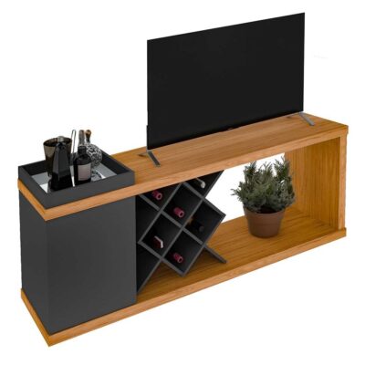 Madrid 60” Multifunctional TV Stand & Bar – Graphite/Off White Finish