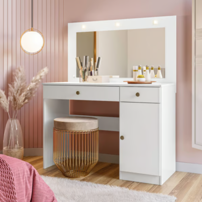 Bella White Dresser with Light Mirror