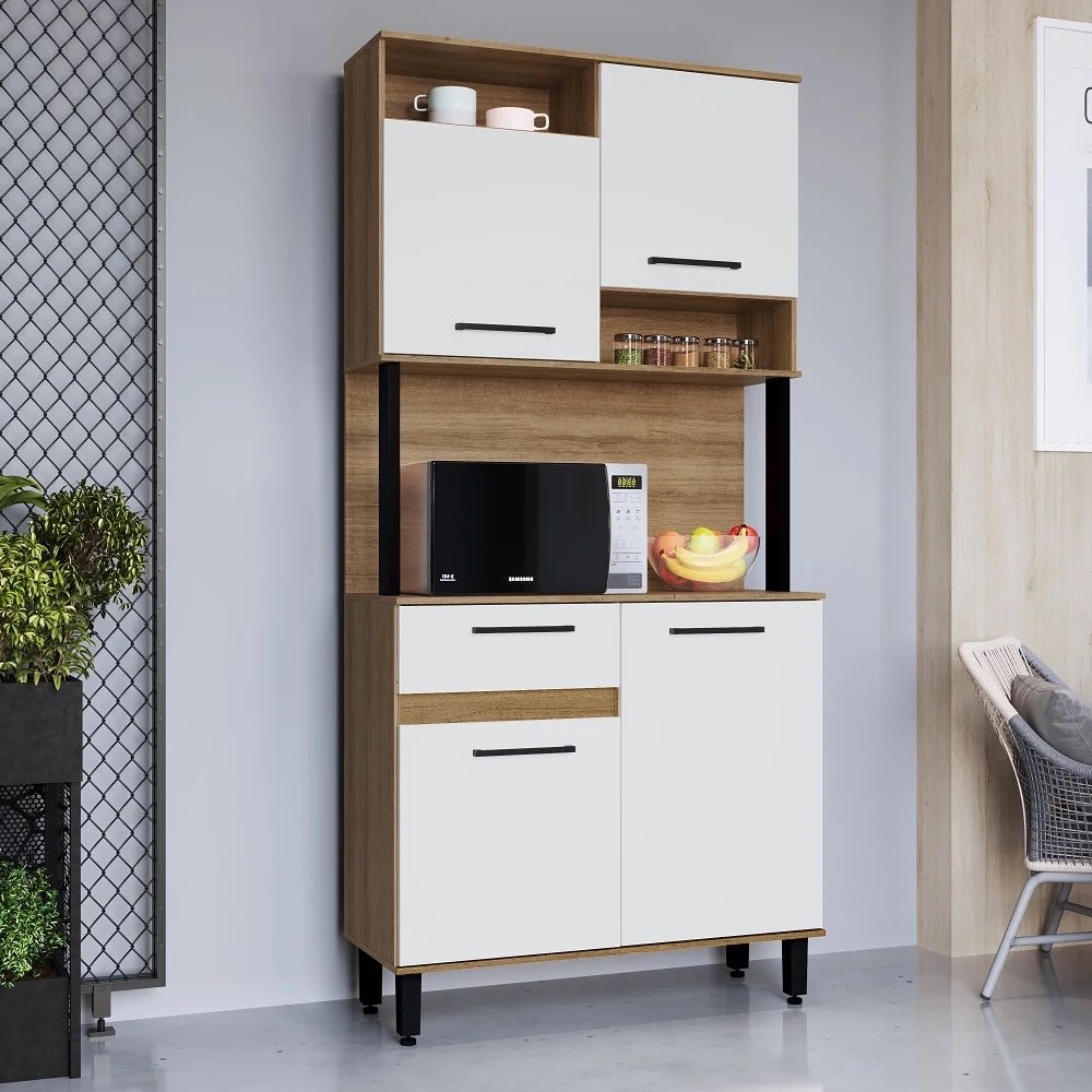 Honey/White 4 Door 1 Drawer Kitchen Cupboard - Shopro Distributors