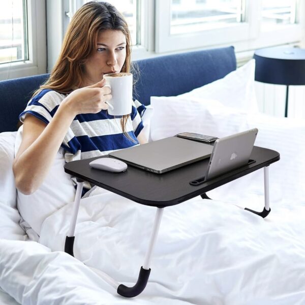 Foldable Laptop Tray w/ Cupholder – Black