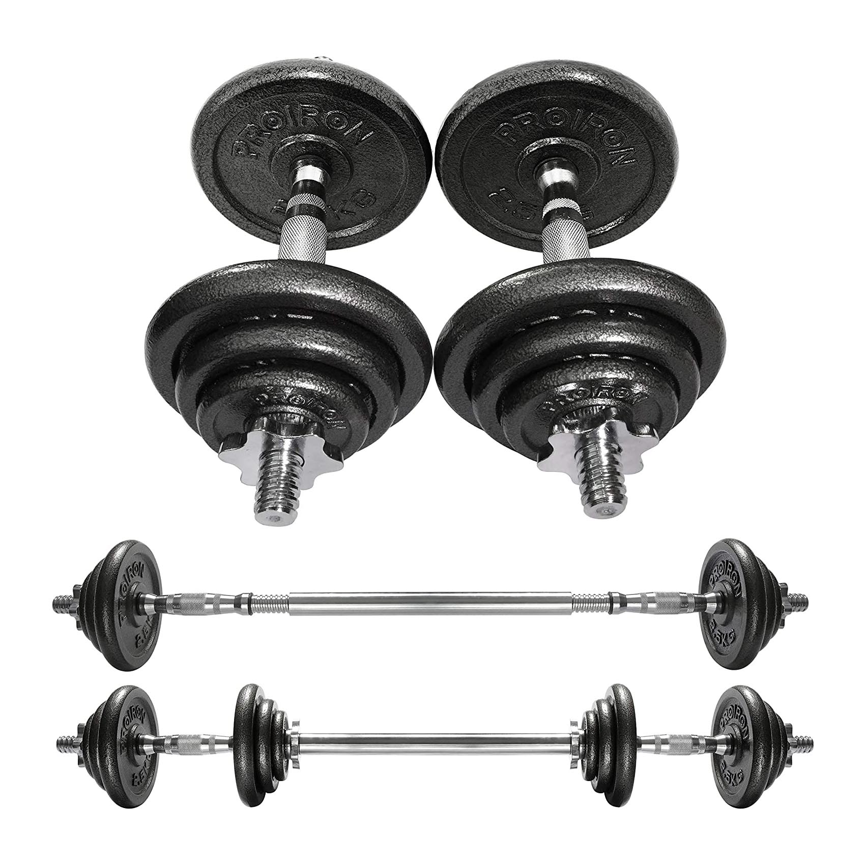 44LB Adjustable Dumbbell & Barbell Set (20KG) with Connecting Bar – Cast Iron Home Gym Weights | Shopro at Shopro Trinidad