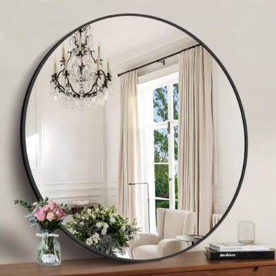 30″ Round Decorative Metal Mirror