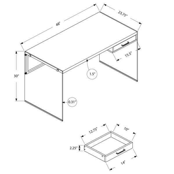 Glossy White 1 Drawer Computer Desk with Tempered Glass