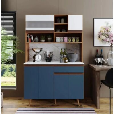 Blue, Almond and White Modern Finish Cupboard