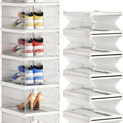 Clear Plastic 6 Tier Collapsible Shoe Rack