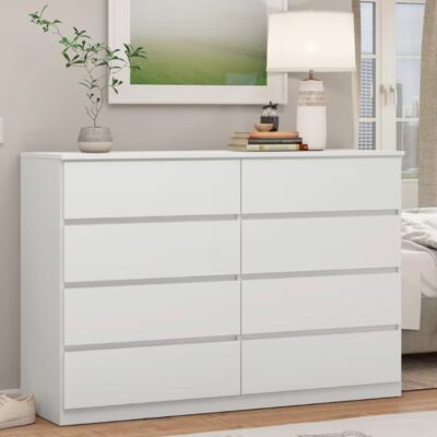 White Sinatra 8 Drawers Chest of Drawers