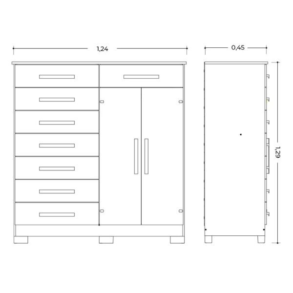 Astillia Ural 2 Door 8 Drawer Chest