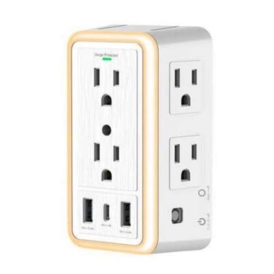 Multi Plug Outlet Surge Protector With 6-Outlets, 2 USB Ports, And Night Light