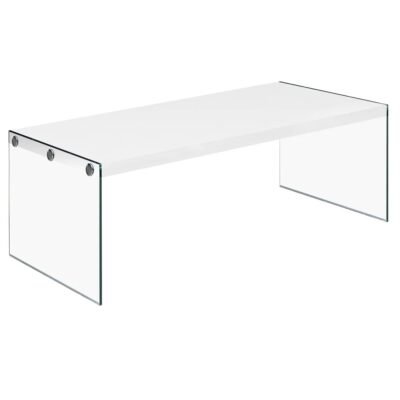 Gloss White Tempered Glass Leg Coffee Table- Modern Finish