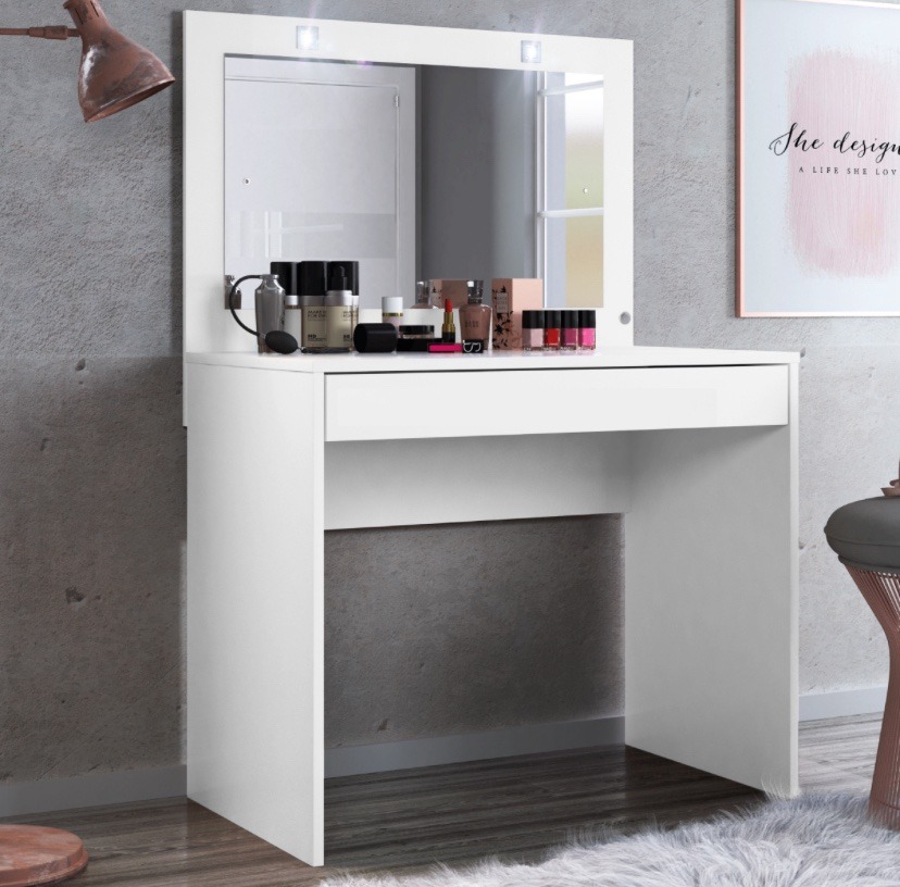 PAN Home Home Furnishings Blush Dressing Table With Mirror
