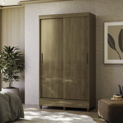 Almond Two Slide Wardrobe – Spacious with Gloss Finish