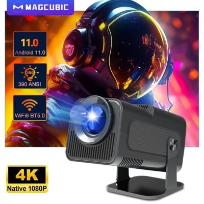 HY320 Mini Portable Projector – 4K 8K Video Support Native 720P Cinema Outdoor Android 11 Beam Projetor Upgraded Version