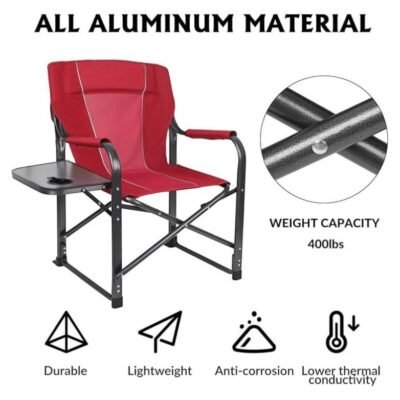 Foldable Outdoor Durable Chair with Cupholder – 400Lbs.
