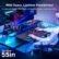 GTRACING 55″ Gaming Desk with Power Outlets, RGB LED Lights, Ergonomic Carbon Fiber Surface, Monitor Stand, and Accessories