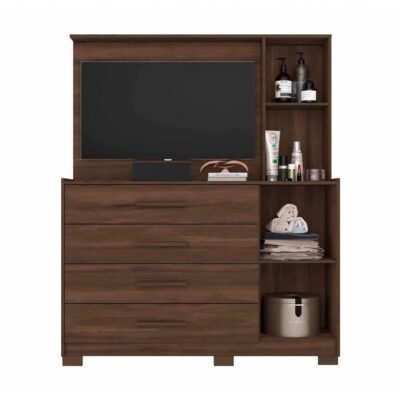 2 Door 4 Drawer TV/Dresser with Mirror – Fits Up to 43″ TV