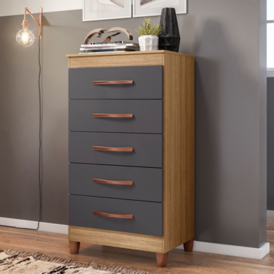 5 Drawer Chest in Nature Titanium Finish – Compact & Stylish