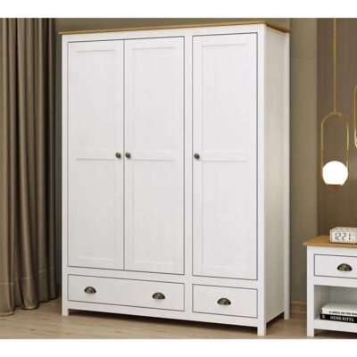 Topazio 3-Door Wardrobe in Washed White – Timeless Elegance & Practical Storage