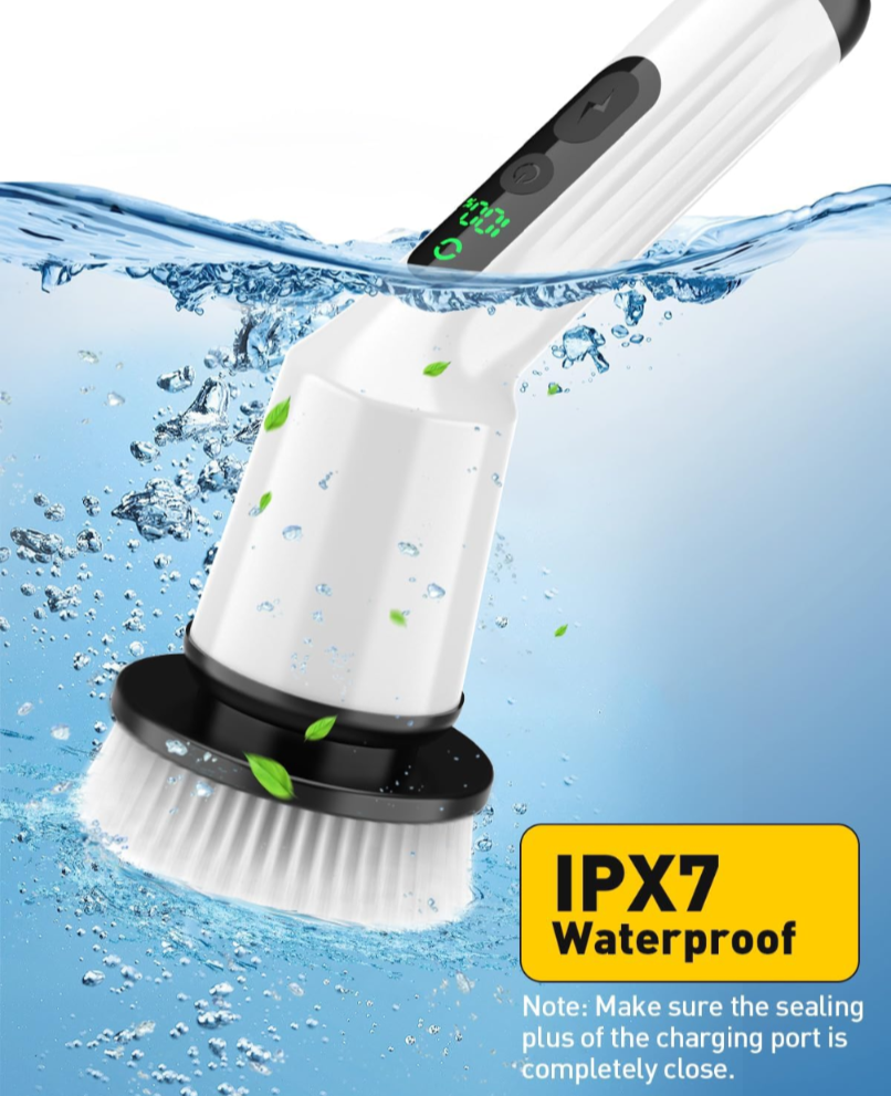 Powerful Cordless Electric Scrubber with Adjustable Handle, Waterproof & Multi-Surface Cleaning at Shopro Trinidad
