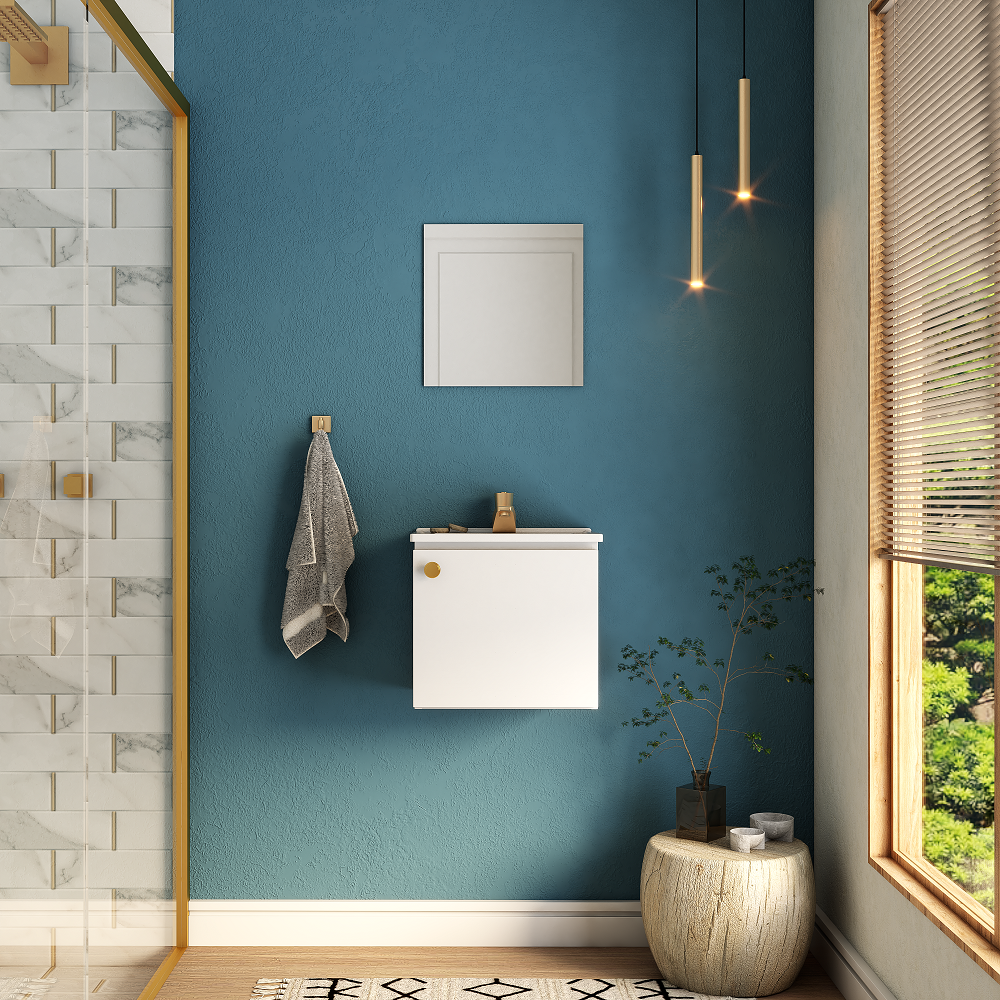 Bathroom Vanity Kit – White Amendoa | Compact Cabinet & Mirror Set at Shopro Trinidad