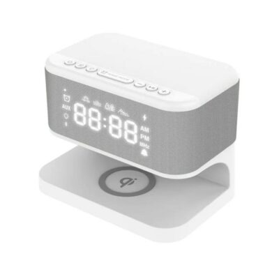 Wireless Charging Alarm Clock with Bluetooth, FM Radio & LED Light