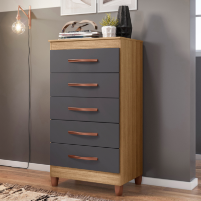 5-Drawer Chest – Nature Titanium Finish | Stylish & Spacious Storage