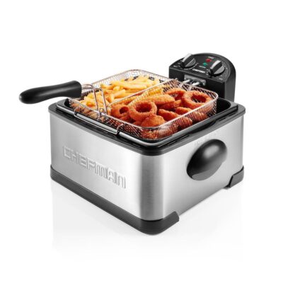 Chefman XL Stainless Steel Deep Fryer – 4.5L Capacity Crispy Perfection at Home. Family-Size Power.