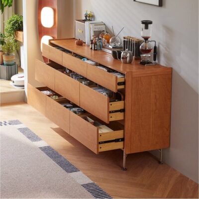 LINSY 9-Drawer Solid Wood Storage Cabinet – Modern Dresser for Bedroom & Living Room