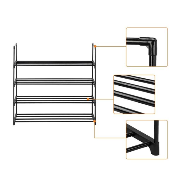 Sleek Black 4-Tier Shoe Rack – Sturdy, Space-Saving & Easy to Assemble | Only at Shopro!