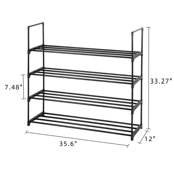 Sleek Black 4-Tier Shoe Rack – Sturdy, Space-Saving & Easy to Assemble | Only at Shopro!
