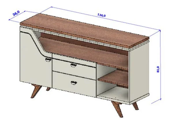 1-Door 2-Drawer Multipurpose Sideboard / TV Stand – Elegant, Soft-Close Design | Shopro Furniture