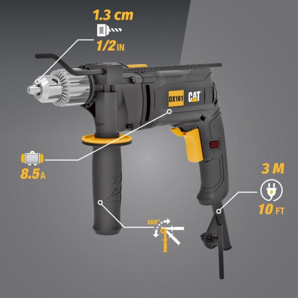 CAT DX161U 8.5‑Amp Professional Hammer Drill – 48,000 BPM / 3,000 RPM Heavy‑Duty Workhorse for Concrete, Wood & Metal