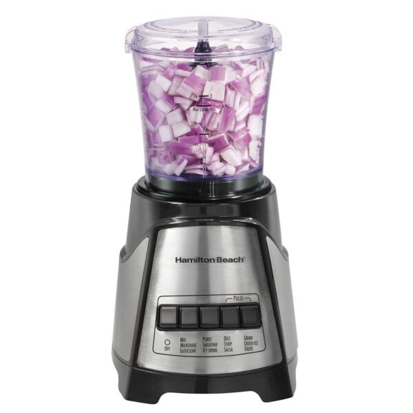 Hamilton Beach 2-in-1 Power Elite Blender & 3-Cup Food Chopper, 700 W • 40 oz Glass Jar • 12-Function Smoothie-Maker & Mini Processor – Wave-Action®, Mess-Free Spout | Shopro Trinidad Pickup & Delivery
