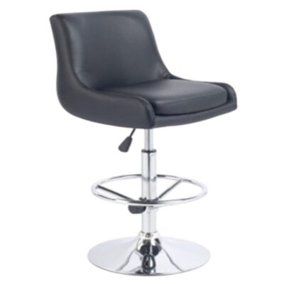 Modern Grey Bar Stool with Silver Legs – Ergonomic Bamboo Design