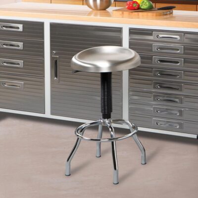 Seville Classics Adjustable Stool – Stainless Steel Bar Chair with Back Support