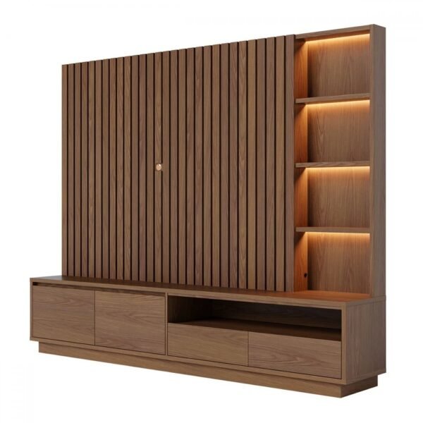 Modern Entertainment Unit with Drawers and TV Panel – Side View