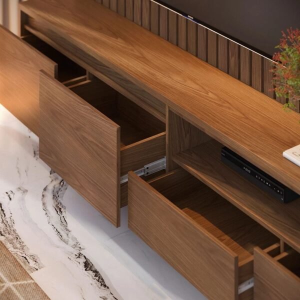 TV Stand with LED Shelves for Living Room – Closeup