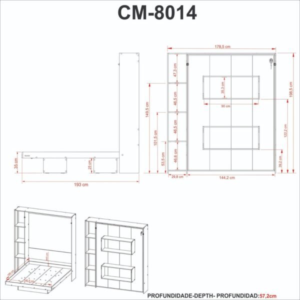 Convertible Pull‑Down Full‑Size Bed & Display Bookshelf – Multi‑Use Functionality