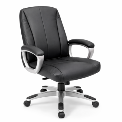 Black Executive Office Chair – Adjustable Height, Leatherette Manager Chair with Armrests