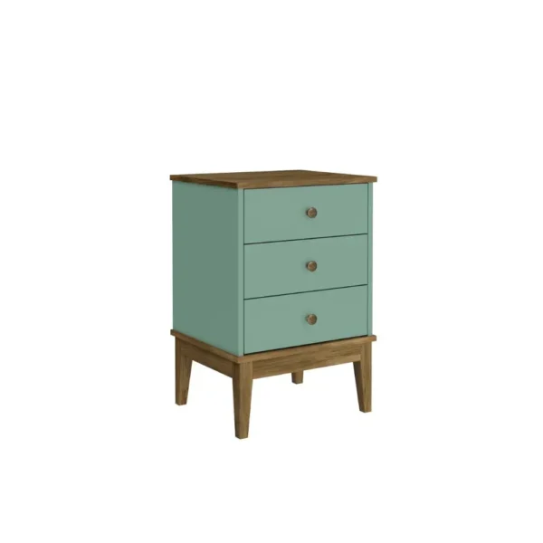 Fantasy 3-Drawer Nightstand with Old Gold Handles – Durable MDP Bedroom Storage