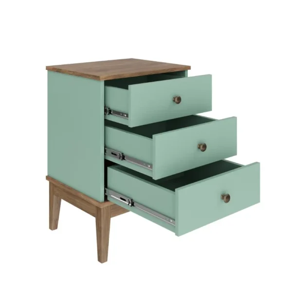 Fantasy 3-Drawer Nightstand with Old Gold Handles – Durable MDP Bedroom Storage