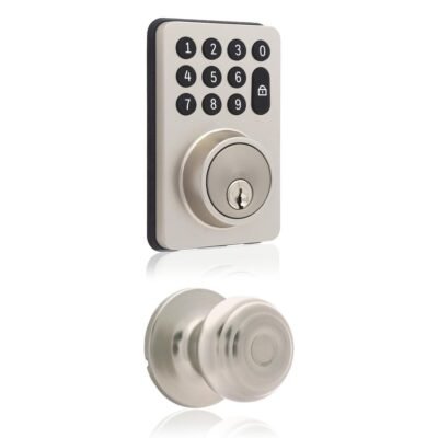 Honeywell Digital Door Lock with Latch & Knob – Backlit Keypad, 50 User Codes, Audible Alarm