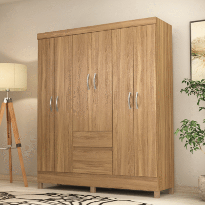 Almond 6 Door Wardrobe – Almond Finish