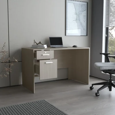 Mellier 2 Drawer Lockable Office Desk – White Oak