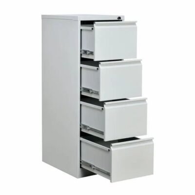 4 Drawer Steel Vertical File Cabinet – Locking Metal Storage Cabinet for Home & Office | Grey Powder-Coated Finish