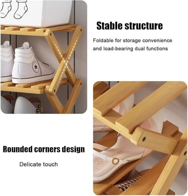 6-Tier Bamboo Shoe Rack – Space-Saving, Portable & Multipurpose Storage