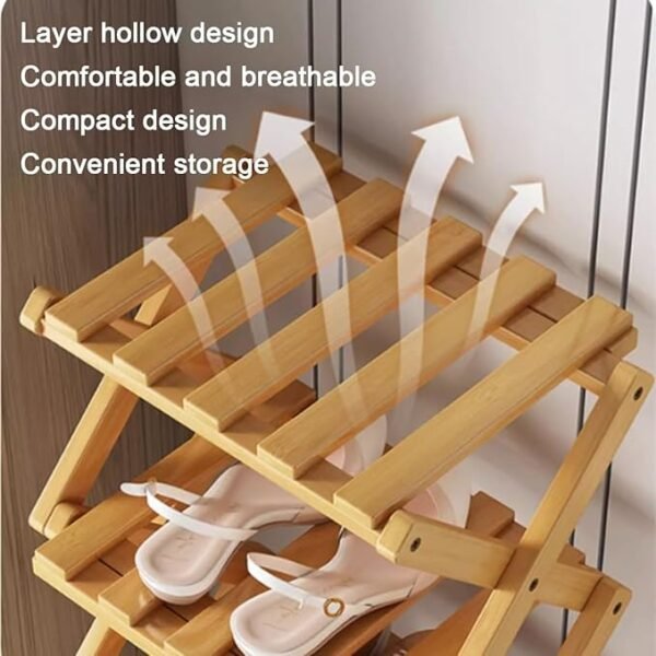 6-Tier Bamboo Shoe Rack – Space-Saving, Portable & Multipurpose Storage