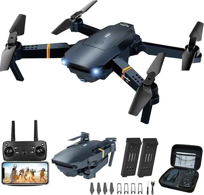 E58 Foldable Drone with 1080P HD Camera – FPV Quadcopter for Adults & Kids, 2 Batteries + Carrying Case