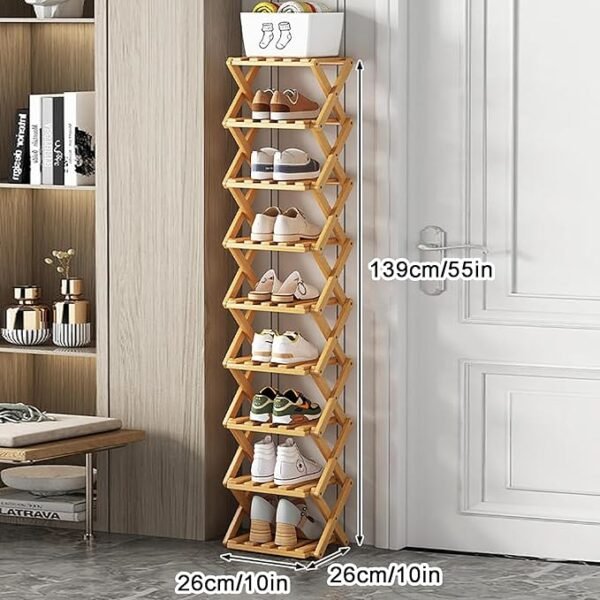 9-Tier Bamboo Shoe Rack – Extra Large, Space-Saving & Multipurpose Storage