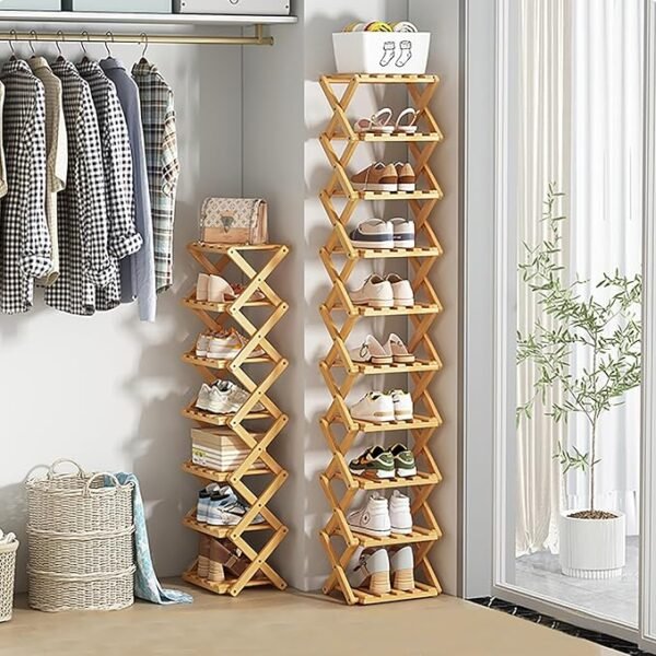 9-Tier Bamboo Shoe Rack – Extra Large, Space-Saving & Multipurpose Storage