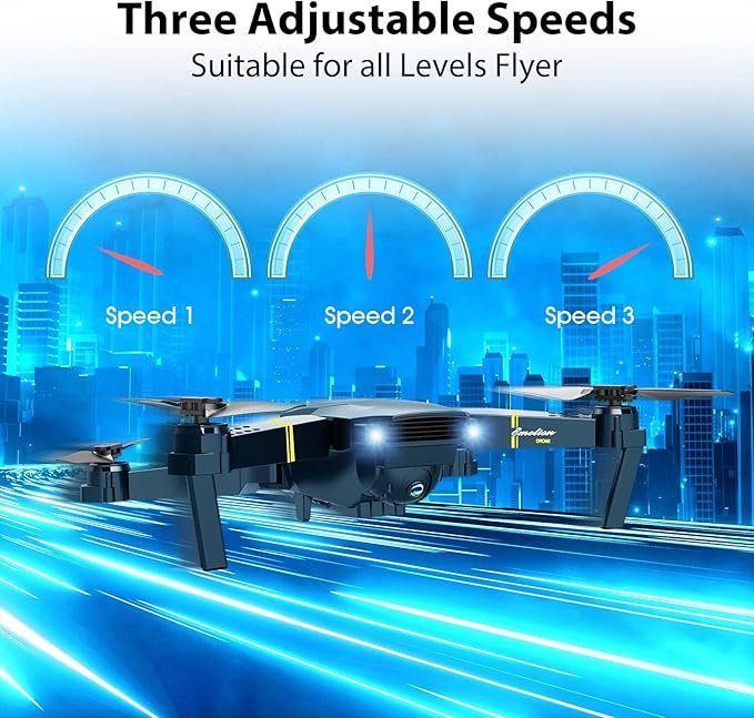 E58 Foldable Drone with 1080P HD Camera – FPV Quadcopter for Adults & Kids, 2 Batteries + Carrying Case